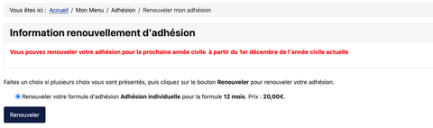 Renouveler adhésion 
